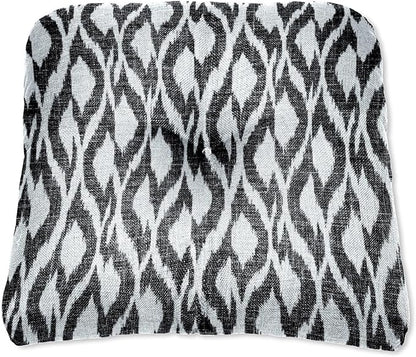 BrylaneHome Tufted Chair Cushion - 18" L x 17" W x 3" H - Patio & Outdoor - Patio & Outdoor - Water, Stain & Fade Resistant - Black Ikat