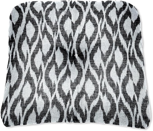 BrylaneHome Tufted Chair Cushion - 18" L x 17" W x 3" H - Patio & Outdoor - Patio & Outdoor - Water, Stain & Fade Resistant - Black Ikat