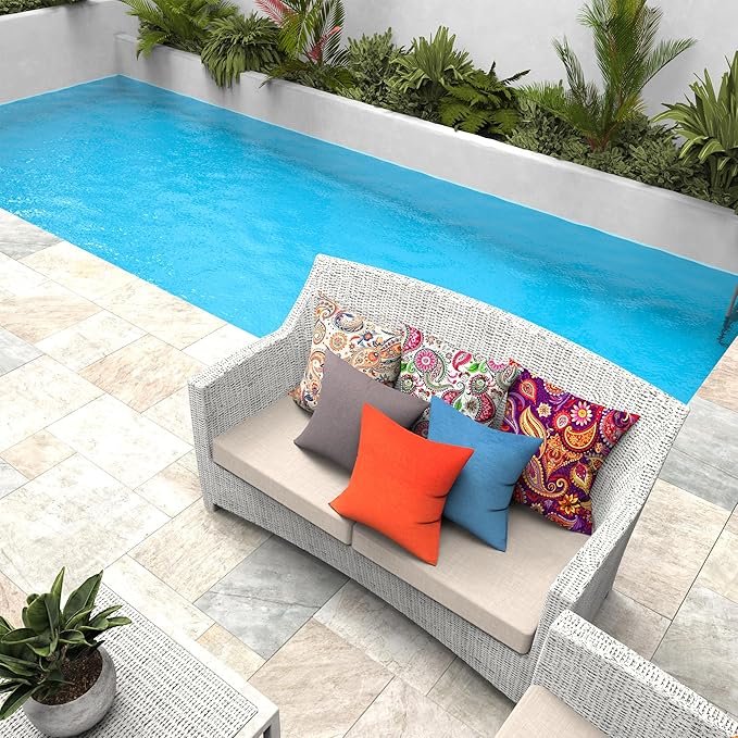 Outdoor Pillows Set of 2, 22''×22''Waterproof Throw Pillow for Patio Furniture, Feathers and Down Filled Outside Decorative Pillows Inserts for Garden, Porch Swing, Couch and Sofa