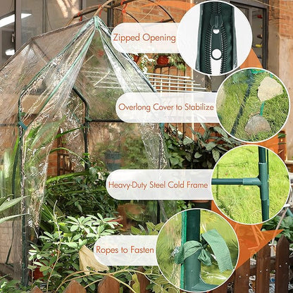 Gardzen Mini Greenhouse Heavy Duty Portable Green House, Clear Tent Small Greenhouse for Indoor Outdoor Plants 36.2”(L) x36.2”(W) x59.5”(H)