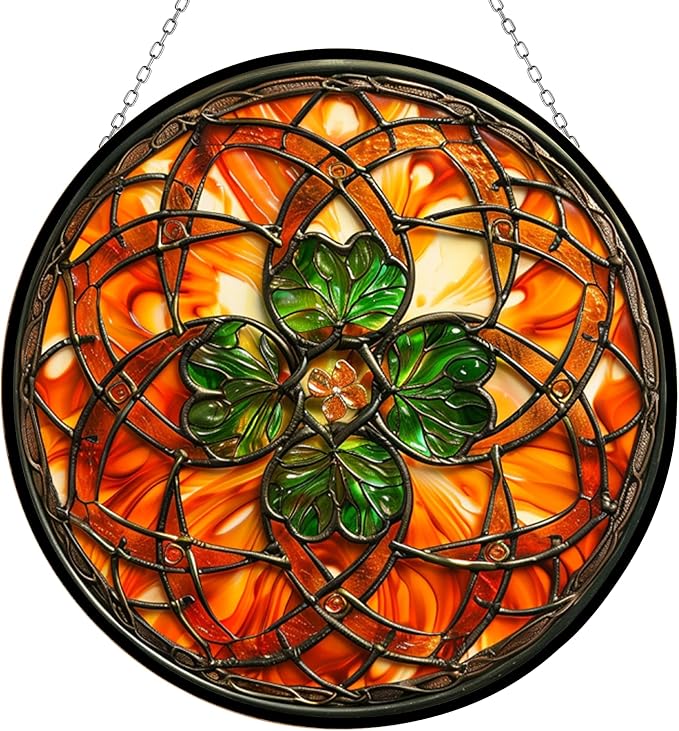 Personalized Green Clover Stained Glass Window Hanging, Suncatcher for Women, Stained Glass Window Decor Perfect Home Décor