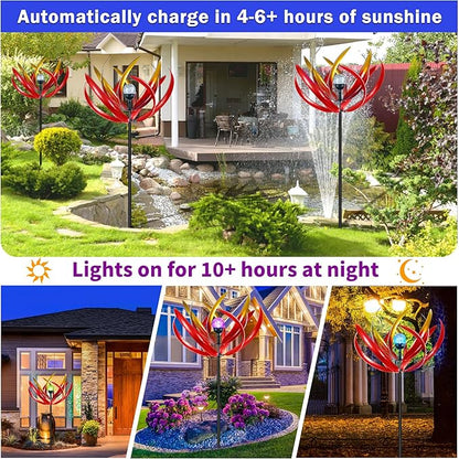 Large Solar Wind Spinners Outdoor for Yard Decor,70 inch Multi Color Tulip Wind Spinner,Outdoor Metal Wind Sculptures & Spinners with Stake,Wind Mill for Yard Art Lawn Garden Decor