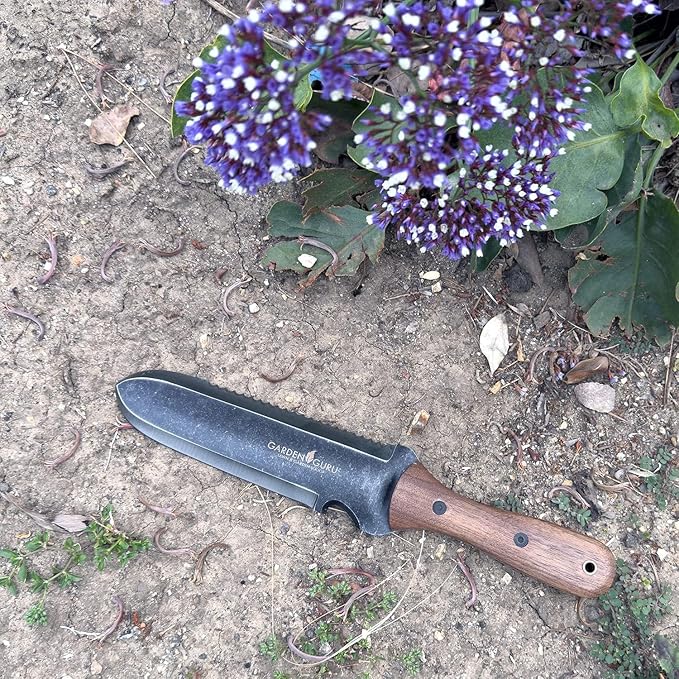 Garden Guru Hori Hori Gardening Knife for Weeding Digging & Cultivating - Stainless Steel Full Tang Blade, Walnut Wood Handle, Marks for Measuring Planting Depth, with Nylon Sheath - 1 Case (30 Pcs)