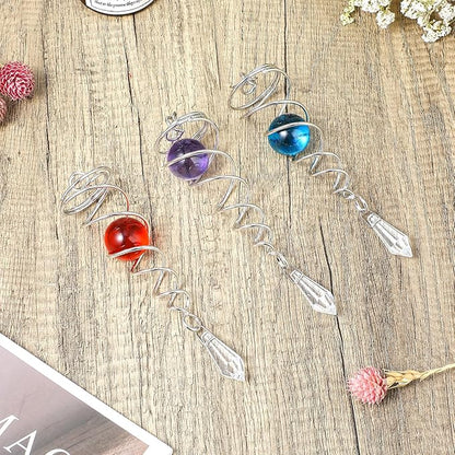 3 Pieces Gazing Ball Spiral Tail Spiral Tail Decorative Wind Spinner for Indoor Outdoor Decoration, 7.1 Inches/ 18 cm