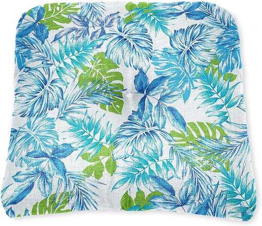 BrylaneHome Tufted Chair Cushion - 18" L x 17" W x 3" H - Patio & Outdoor - Patio & Outdoor - Water, Stain & Fade Resistant - Blue Fern