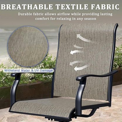 Outdoor Patio Swivel Dining Chairs Set of 6, All-Weather Swivel Rocker Chairs with Textilene High Back and Rust-Proof Metal Frame, Perfect for Patio, Lawn, Garden, or Backyard, Dark Brown