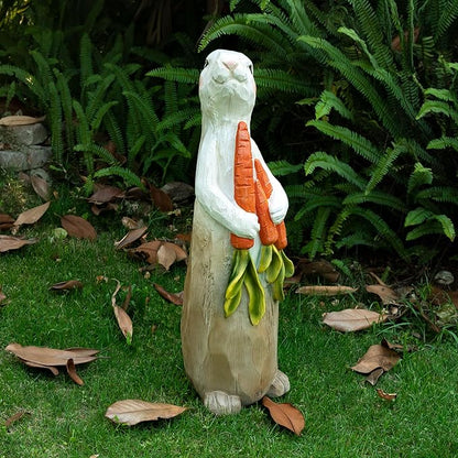 ZOEJADE 26" H Rabbit Large Statue Bunny Holding Carrot Sculpture Big Resin Outdoor Statues Indoor Decor Animal Ornament for Home Garden Lawn Yard Balcony Gifts Birthday Easter Housewarming Christmas
