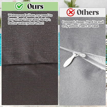 WOLKI Waterproof Outdoor Pillows 12X20 Inch Feather and Down Filled Throw Pillow for Patio Furniture,Outside Decorative Set of 2,Gery