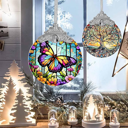 Butterfly Stained Glass Suncatcher, Christmas Tree Ornament, Holiday Decor, Gifts for Butterfly Lovers