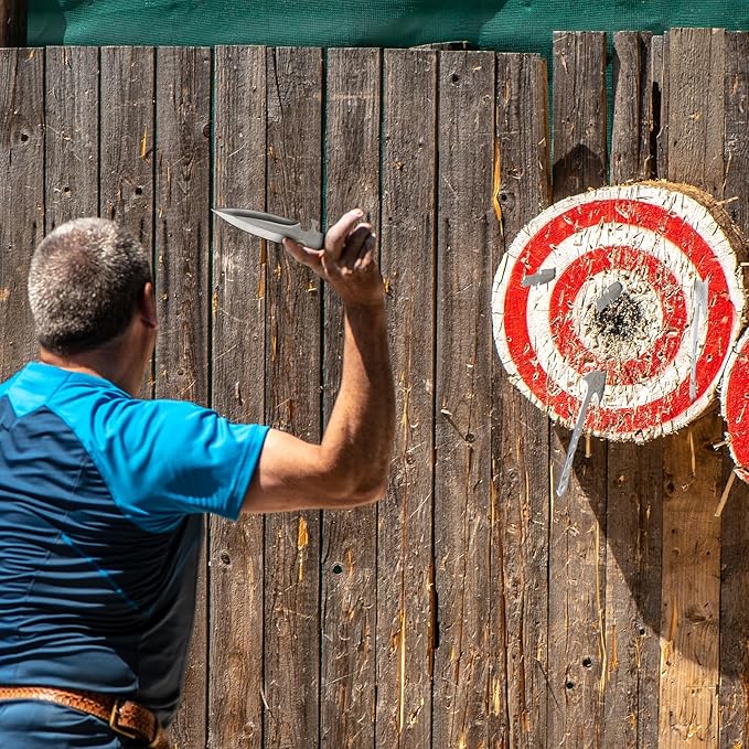Throwing Axe and Tomahawk 3 Pack Protective Nylon Sheath with Built-in Corkscrew,10.4" Full Tang Stainless Steel Throwing Tomahawk Silver