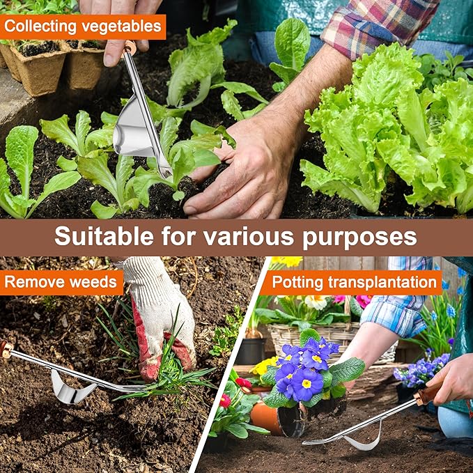 FIAMER Gardening Supplies Outdoor Garden Planting Farmland Lawn Gifts Hand-held Weeding Tools (11.8In0.8In, Yellow)