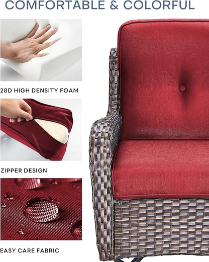 Pop 22x25/22x24 Outdoor Furniture Cushions Set of 6 - Comfortable Patio Chair Cushion for Rattan Wicker Dining Rocking Swivel Chairs Loveseat Couch L-Shape Sectional Sofa - Red/Button