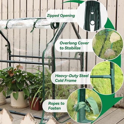 Gardzen Mini Greenhouse with Waterproof Base, Indoor/Outdoor Tabletop Greenhouse for Seed Starting, Plant Protection, Gardening & Winter Shelter, 36.2"(L) x18.9(W) x33.3(H)