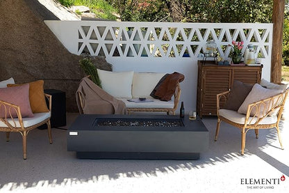 Elementi+ | Positano Gas Fire Pit Cast Concrete 60" Rectangular Fire Table, Outdoor Fire Pit Electronic Ignition | Canvas Cover, Fire Glass and Burner Lid Included | Dark Gray | Propane Gas