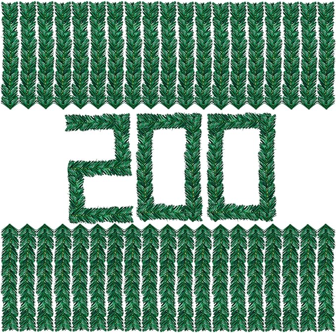 Uieke 200 Pcs Christmas Garland Ties 12Inch Artificial Pine Needles Garland Faux Pine Greenery Stems Twist Wired Tree Branches Wreath Tie for Craft Gift Wrapping Party Supply Christmas Decoration