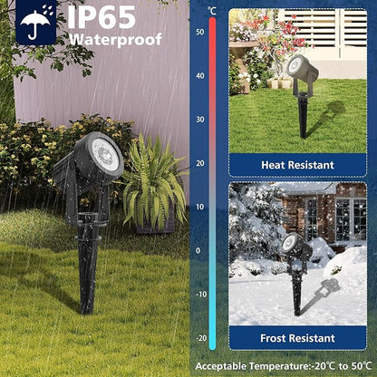 RGB Solar Spot Lights Outdoor,2 Pack Color Changing Solar Landscape Spotlights IP65 Waterproof 9.8ft Cable, Auto On/Off Outdoor Wall Lights for Garden Yard Driveway Porch Walkway Pool (1-in-1)