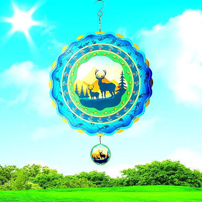 Light Catcher Elks Wind Spinner for Outdoor, 12 inch Hanging Wind Spinners Garden Yard Patio Window Decor, 3D Kinetic Deer Wind Sculpture, Unique Gift for Women Mom Grandma Wife Men Holidays