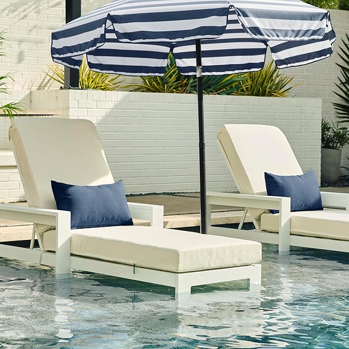 Honeycomb Outdoor Lumbar Toss Pillow Set, 22" W x 12" L, Medina Medallion Blue Lumbar Outdoor Pillows