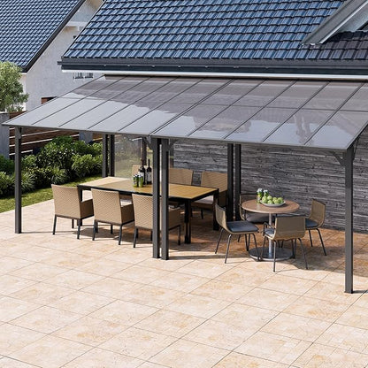 Vongrasig 10’ x 10’ Gazebo for Patio, Large Wall-Mounted Pergola Gazebo on Clearance, Outdoor Lean to Awnings for Backyard, Deck, Patio