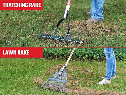 CRAFTSMAN 2-Piece Raking Set with Lawn & Thatching Rakes, Wood Handles with Cushion Grips, for Leaves, Dethatching, Dead Grass, Cultivating