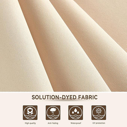 10 X 13 FT Cantilever Outdoor Patio Umbrella with Led Lights Large Heavy Duty 360° Rotation Double Top Offset Rectangular Umbrellas for Backyard Garden Pool Outside Deck, Beige