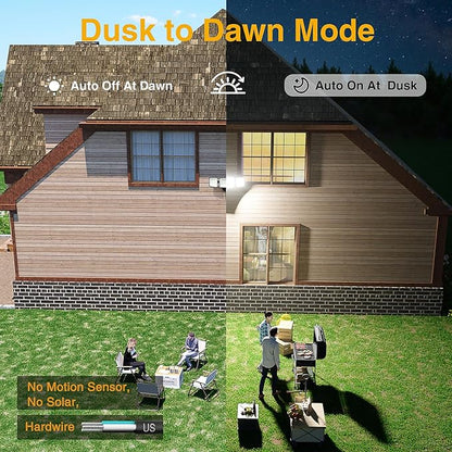 Onforu 100W Dusk to Dawn Outdoor Lighting, 9000LM Exterior Led Flood Lights, IP65 Waterproof 3 Adjustable Heads Security Black Lights Fixture, 6500K Photocell Floodlights for Garage, Patio, Yard