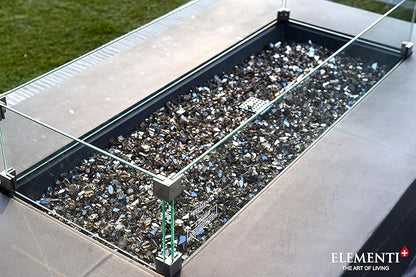 Elementi+ | Bundle Cape Town Gas Fire Pit Cast Concrete 56" Rectangular Fire Table, Outdoor Fire Pit Electronic Ignition | Canvas Cover, Fire Glass and Burner Lid Included | Dark Gray | Propane Gas