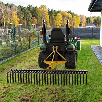 YINTATECH 3 Point Rock Rake, Landscape 3 Point Rake for Tractor, 60", Black & Yellow
