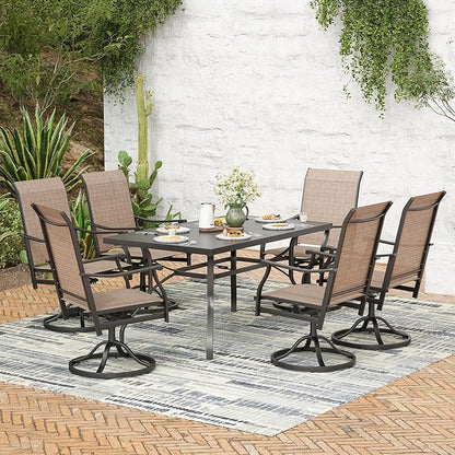 Soohow Swivel Outdoor Dining Chairs Set of 8, Patio Swivel Dining Chair with Textilene Fabric, Outdoor Metal Armchair All Weather Resistant, Ergonomic Comfort, Perfect for Patio, Backyard, Balcony