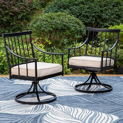 PHI VILLA Swivel Chairs Set of 2 Patio Dining Rocker Chair with Cushion Rocking Patio Furniture for Garden Backyard Bistro, Beige
