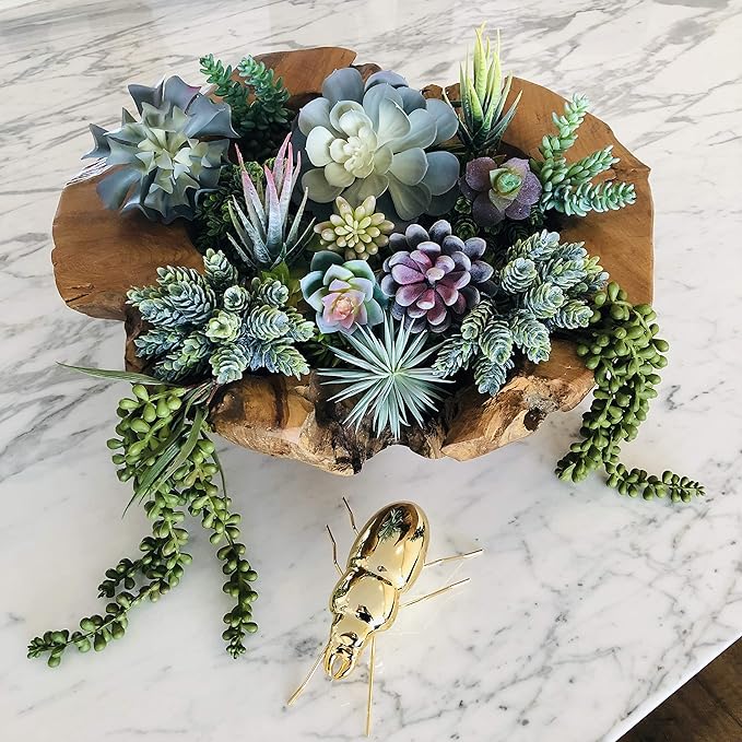 Artificial Succulents - 15 Pack - Premium Unpotted Succulent Plants Artificial - Realistic Textured Succulents - Fake Succulent Plants for DIY - Feaux Faux Cactus Plant Bulk