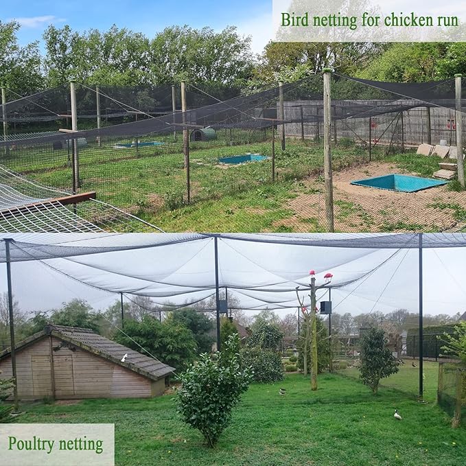 50X50 FT Bird Netting for Chicken Coop, 1 in Mesh, Woven Chicken Netting Roof Mesh Cover Garden Protection for Vegetables, Blueberry, Strawberry Plants, Fruit Trees.