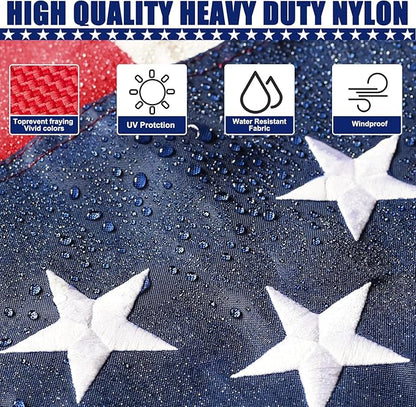 American Flag 3x5 Ft, Four Brass Grommets Multipurpose US Flag, Embroidered Stars, Sewn Stripes, Outdoor Heavy Duty Durable USA Flags, Hanging Indoor/Bedroom/Room/Wall American Flag