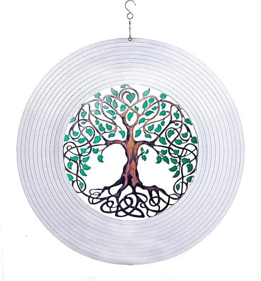 ISEO Tree of Life Wind Spinner for Yard and Garden, Hanging Outdoor Decor, Yard Art, Porch and Patio Decorations, Metal Wind Spinners Outdoor, Weather Resistant, 6.5”