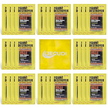 Giant Destroyer Smoke Bomb Gasser – Rodent & for Gophers, Moles, Groundhogs & Rats – 32pk (128 Tubes) + Jecudi Towel