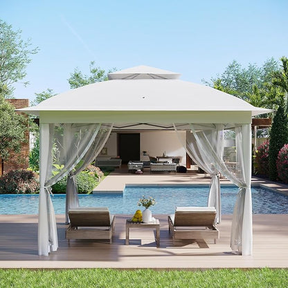 11x11 Pop Up Instant Gazebo Tent for Backyard, Pop Up Gazebo With Mosquito Netting, Outdoor Canopy Gazebos Waterproof With Portable Carrying Bag