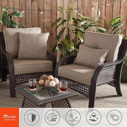 Greendale Home Fashions Sunbrella 20" Square Outdoor Throw Pillow with Removable Cover (Set of 2), Cast Shale 2 Count