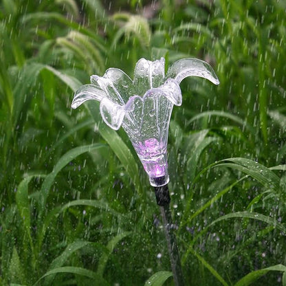 CANDLE CHOICE Solar Powered Landscape LED Lights Outdoor Waterproof Color Changing Garden Figurine Stake Lights for Outside Yard Lawn Flower Beds Plant Path Christmas Decorations 2 Pack Lily