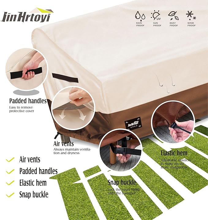 3-Seater Outdoor Furniture Covers Waterproof,76"Wx32"Dx31"H Inches Outdoor Couch Cover, Heavy Duty Patio Furniture Covers,Beige&Brown