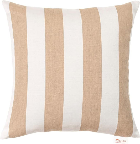 Austin Horn Classics Sunbrella Maxim Heather Beige - Cabana Stripe, Zippered & Reversible 18-inch x 18-inch Pillow Cover ONLY (Set of 2) Indoor/Outdoor Easy Clean Fill Sold Seperately