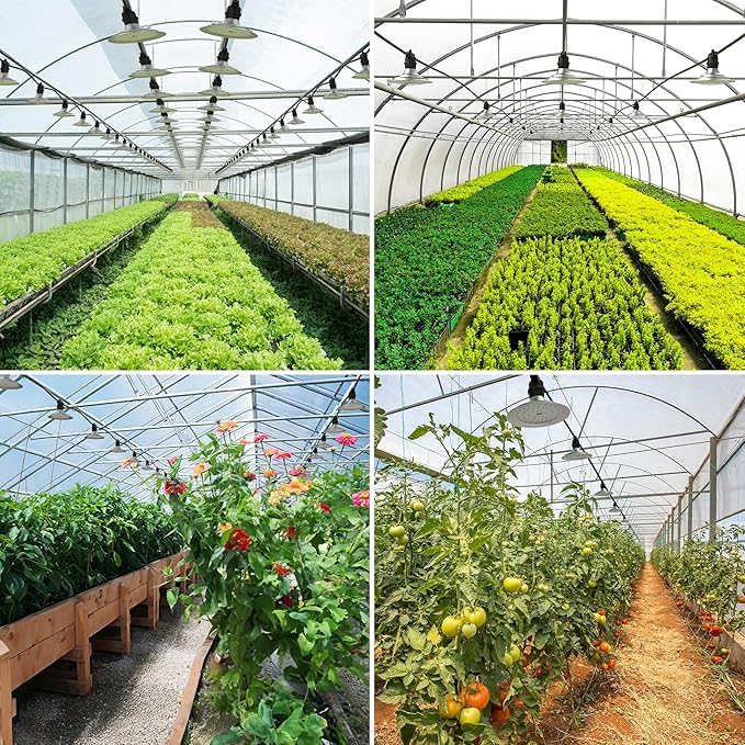Outdoor LED Grow Lights, Waterproof String Plant Growing Light, Full Spectrum Growth Light with Timer, Suitable for Garden, Farm, Flower, Seedling Greenhouse Grow Light (6 Lights)