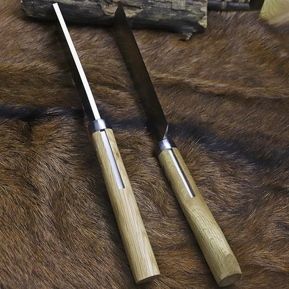 BA-KOR (Pioneer ) (15") DC53 steel 6mm thickened full Tang fixed knife+ Wooden sheath &(5.9IN) Cerium Igniter, suitable for outdoor hunting, cutting, chopping, camping, obstacle removal, exploration, fishing, EDC, BBQ (Mirror Light Edition)