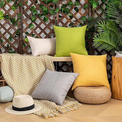 Kevin Textile Pack of 2 Decorative Outdoor Waterproof Pillow Covers Garden Checkered Cushion Sham Throw Pillowcase Shell for Patio Tent Couch 20x20 Inch Grey