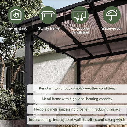 Aoxun 10’x 14’ Gazebo, Wall Mounted Gazebos Pergola on Clearance, Outdoor Patio, Large Wall-Mounted Heavy Duty Awnings for Patio, Decks, Backyard