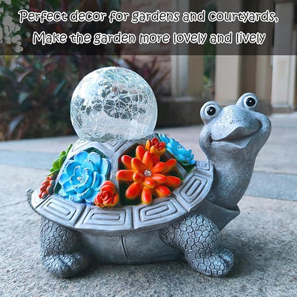 JOYBEE Solar Turtle Garden Statue Outdoor Decor-Turtle Solar Figurines Lights Decorations for Patio Yard Lawn Ornaments-Turtle Gifts for Birthday Easter Housewarming(Color)