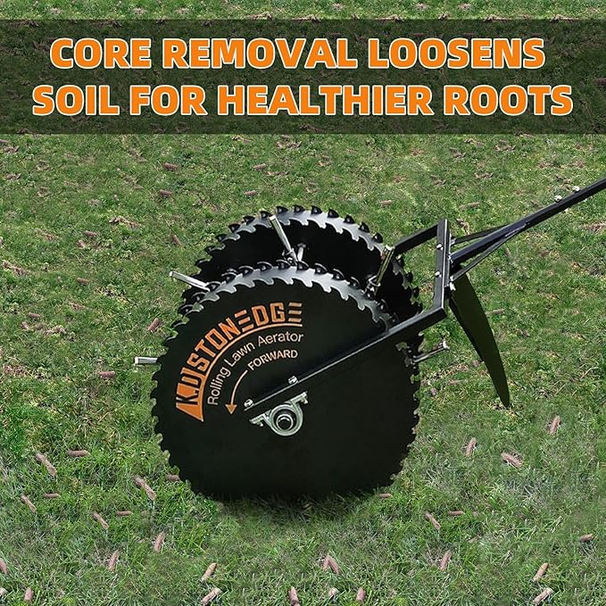 Patented Rolling Lawn Coring Aerator Yard Grass Pulling Plugs Manual Aeration Tool Push Roller Rotary Compacted Garden Soil Loosening