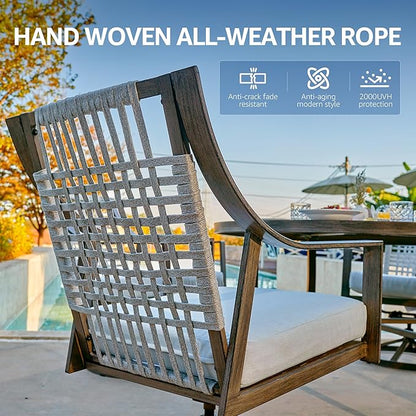 NATURAL EXPRESSIONS Outdoor Swivel Patio Dining Chairs Set of 2, Rocking Patio Chairs with Hand Brushed Wood Grain Finish for Poolside Lawn Garden