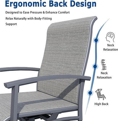 Patio Swivel Chairs Set of 4, Outdoor Swivel Chairs with Armrest, High Back Patio Chair with Metal Frame, All-Weather Outdoor Dining Chair for Deck, Porch and Lawn, Grey