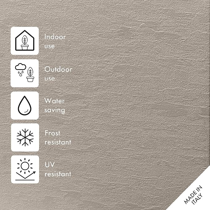 Deroma Gravity 10” Cube Planter | Light & Durable Plastic | Indoor or Outdoor Square Pot for Patio/Porch | Includes Water Reserve & Drain Plug | Trendy Planter for Plants, Flowers, Garden | Sandstone