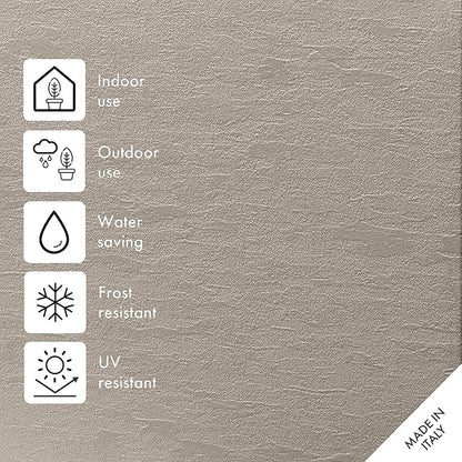 Deroma Gravity 10” Cube Planter | Light & Durable Plastic | Indoor or Outdoor Square Pot for Patio/Porch | Includes Water Reserve & Drain Plug | Trendy Planter for Plants, Flowers, Garden | Sandstone